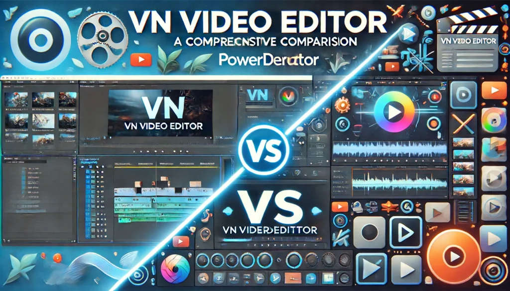 A computer which is showing comparison of VN and power director 