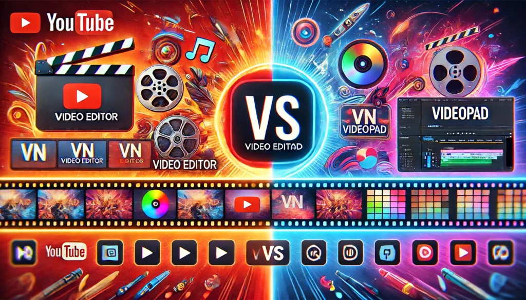 VN Video Editor vs VideoPad Video Editor on thumbnail